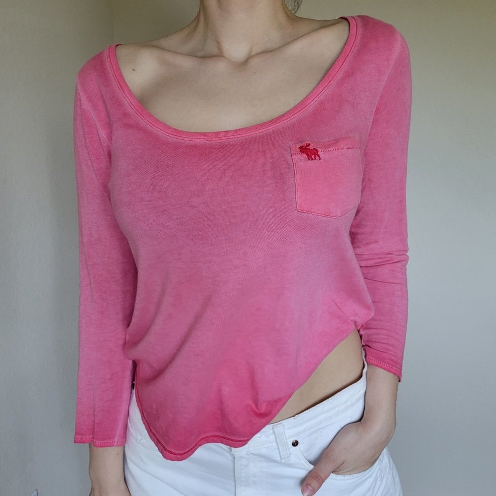 Pink Faded Scoop Neck Tee